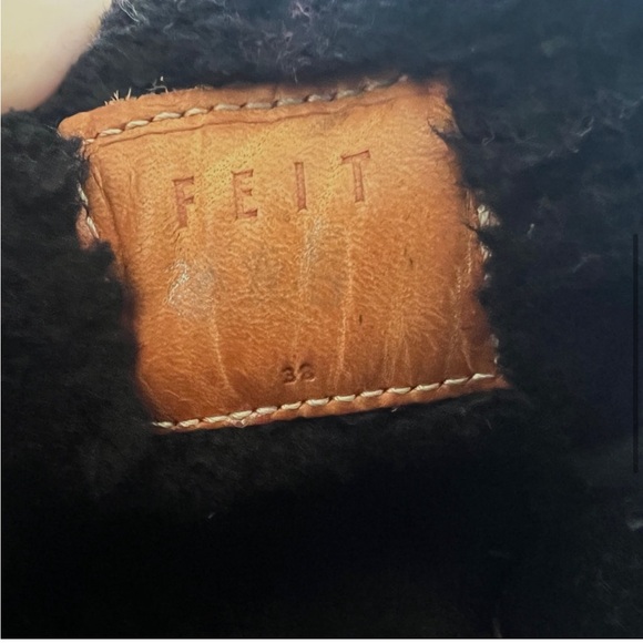 FEIT black luxury handmade low top leather shearling interior sneakers shoes - Picture 4 of 6